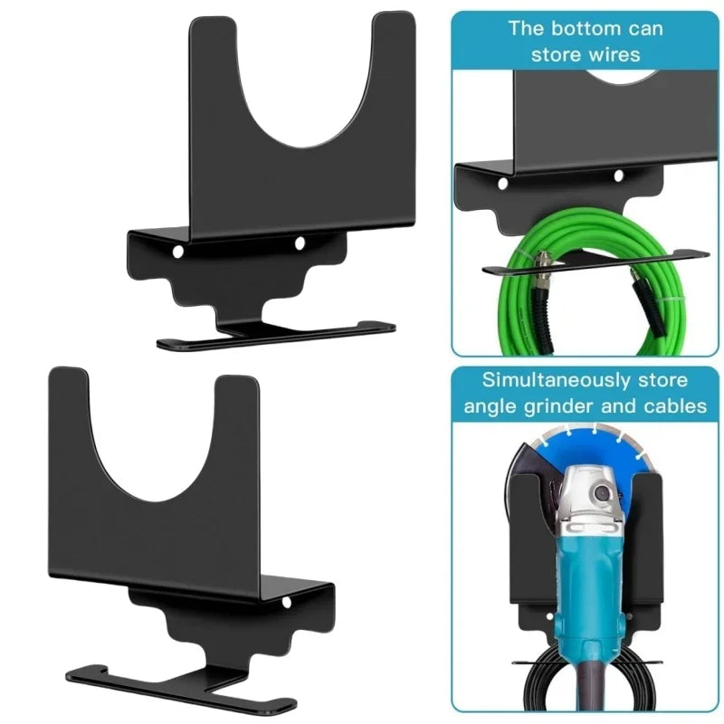 Wall-Mounted Angle Grinder Holder with Cable Hook