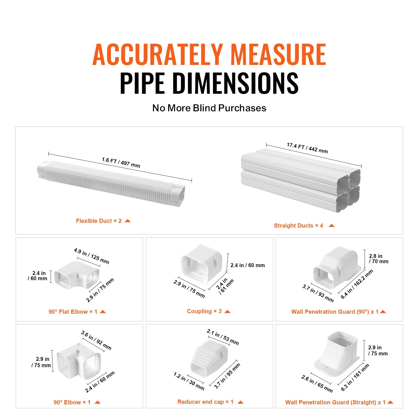 SucceBuy Mini Split Line Set Cover PVC Decorative Pipe Line Cover For Air Conditioner Easy to Install Paintable for Heat Pump