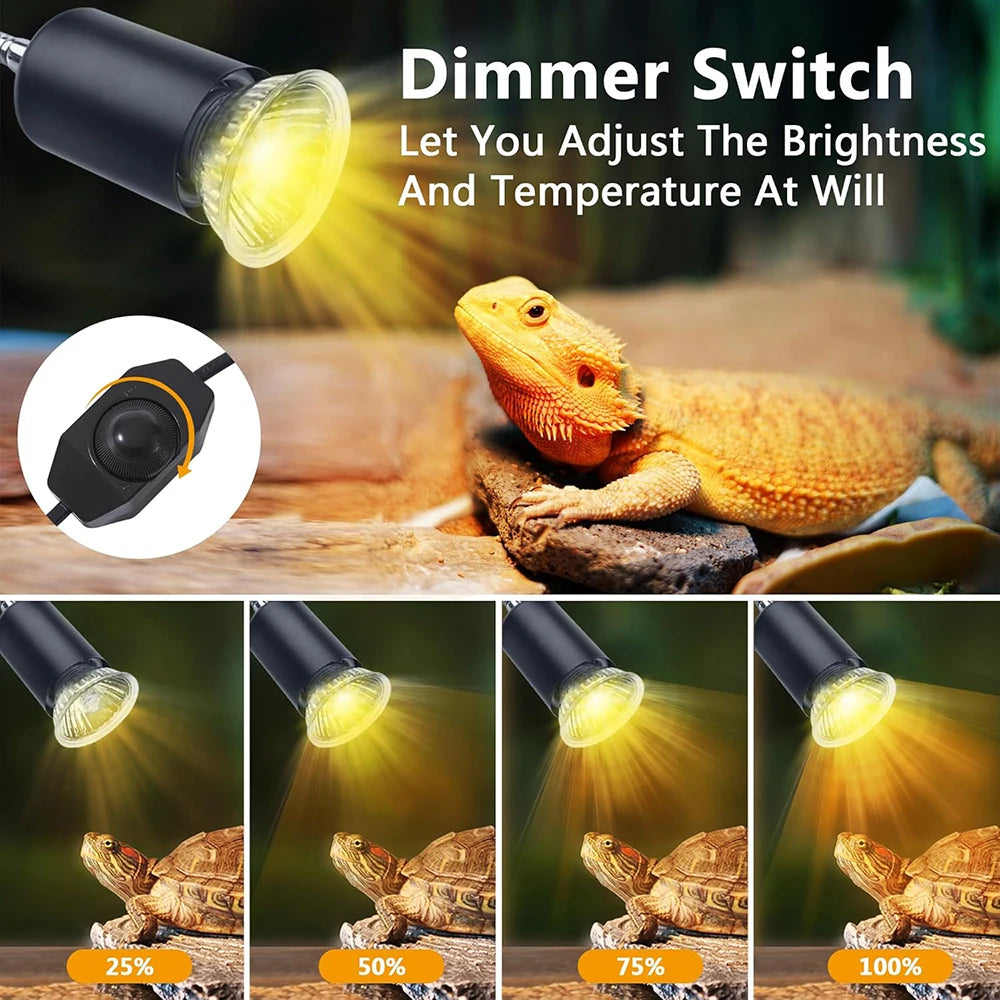 Adjustable E27 Reptile Basking Lamp, EU Plug