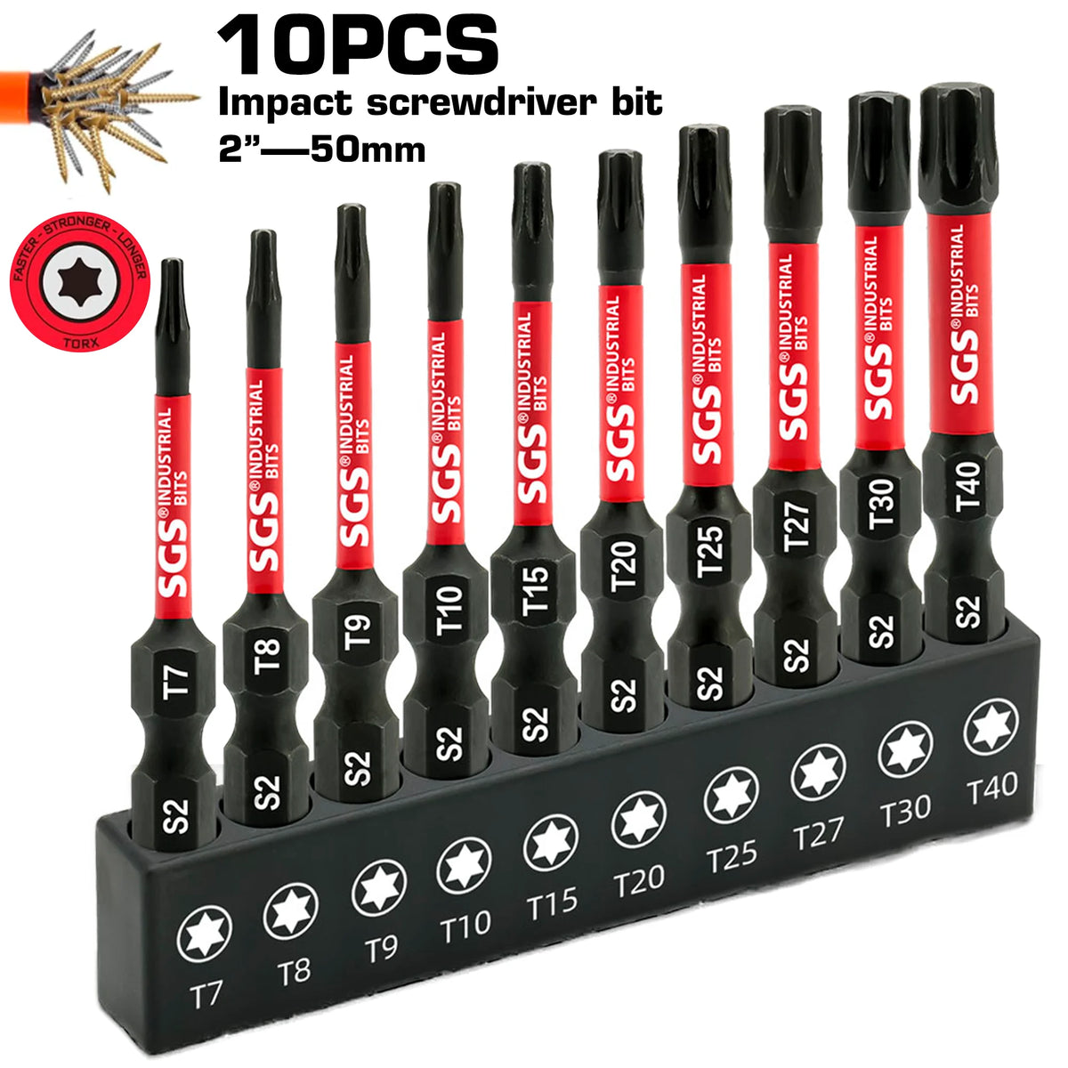 50 mm Magnetic Torx Bit Set - 10 Pieces