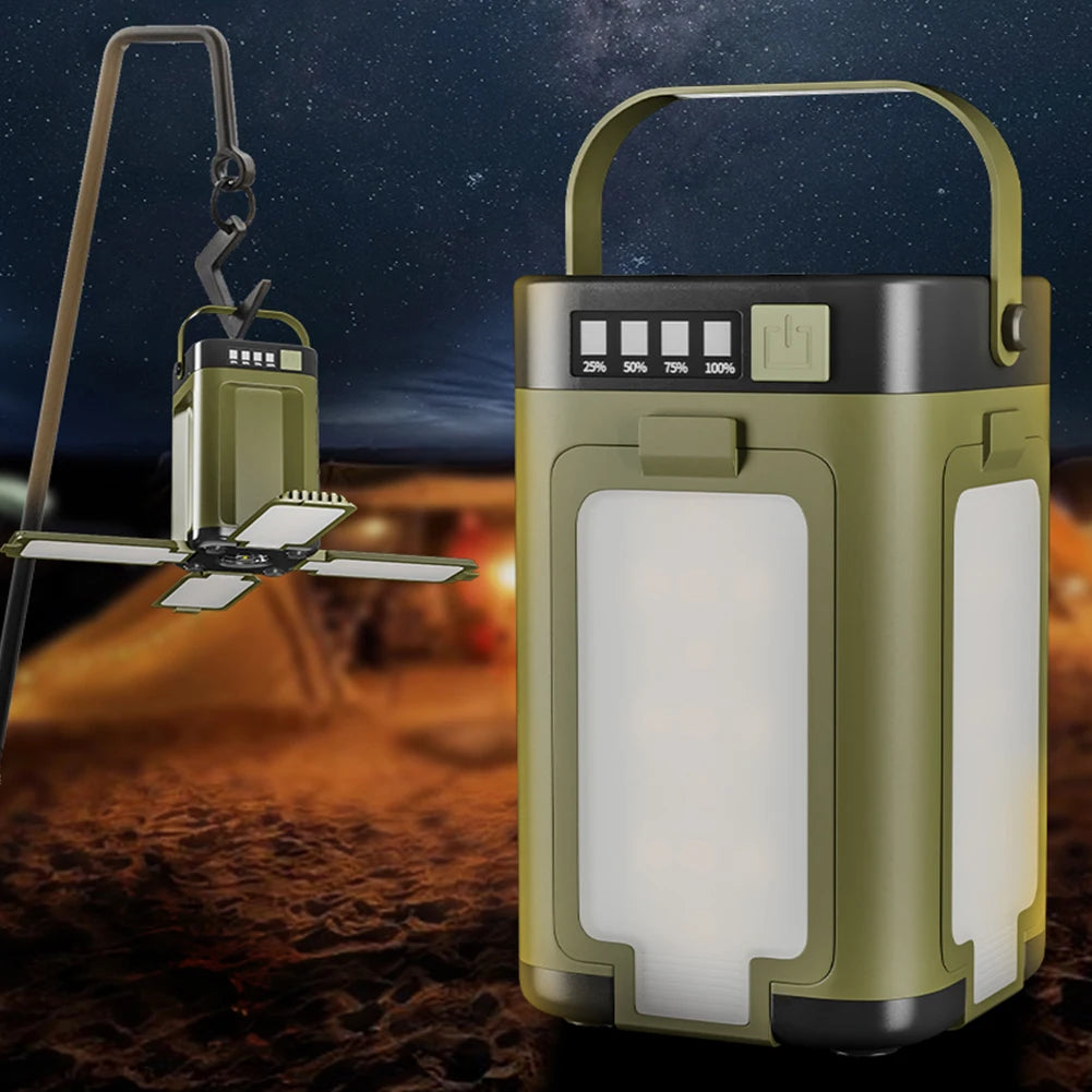 Solar Camping Lantern Foldable Rechargeable Waterproof Flashlight