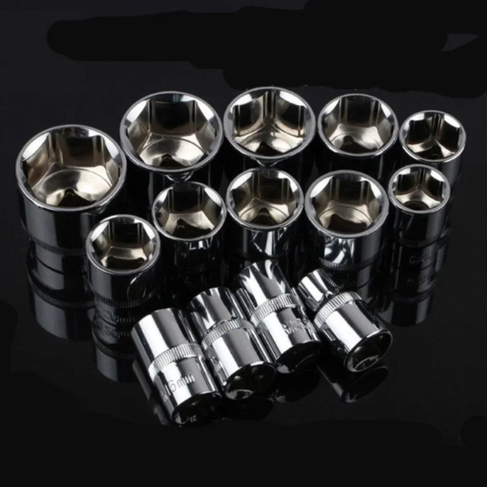 12-Piece Metric Socket Set, 4–13 mm with Ratchet & Extension