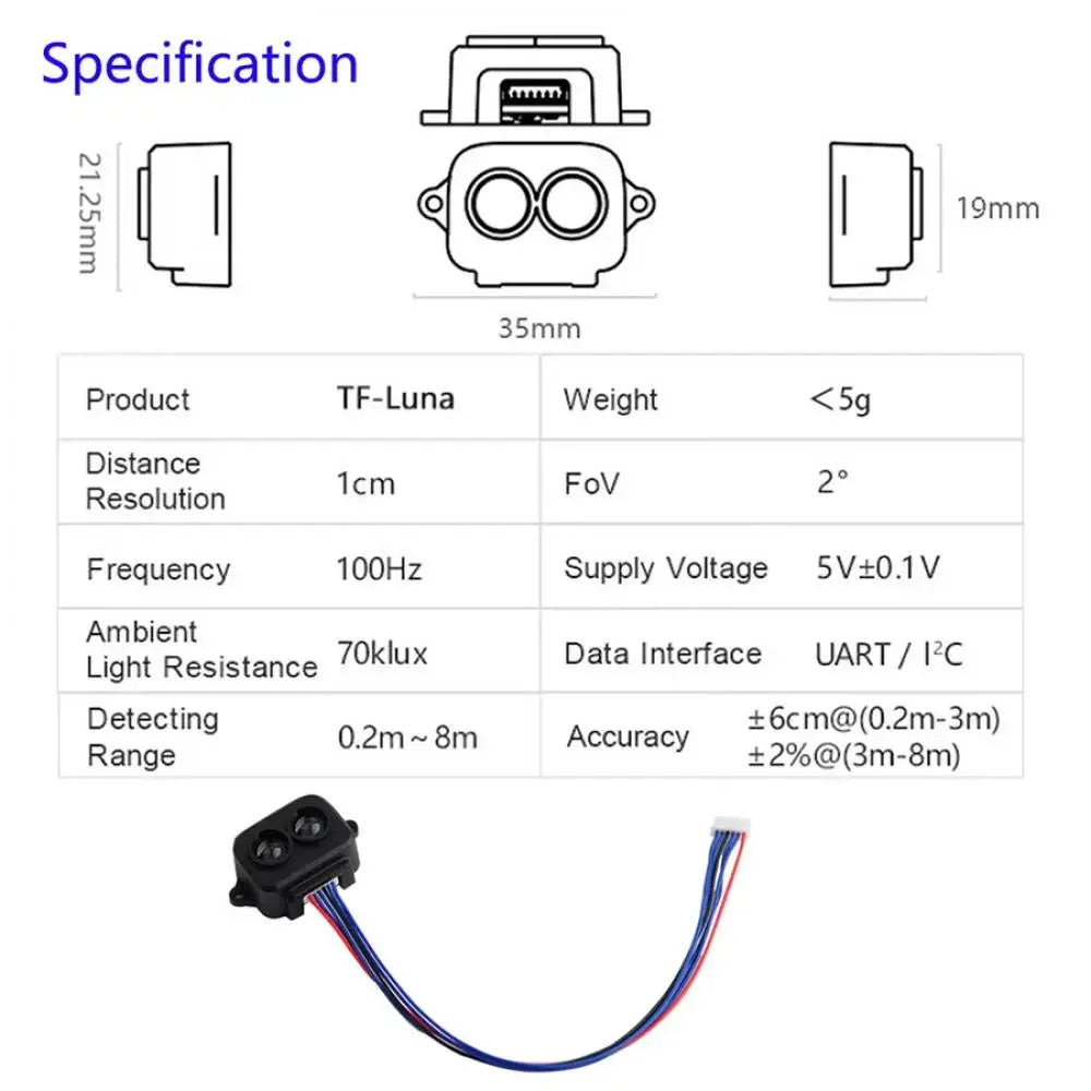 TF-Luna LiDAR Distance Sensor Kit
