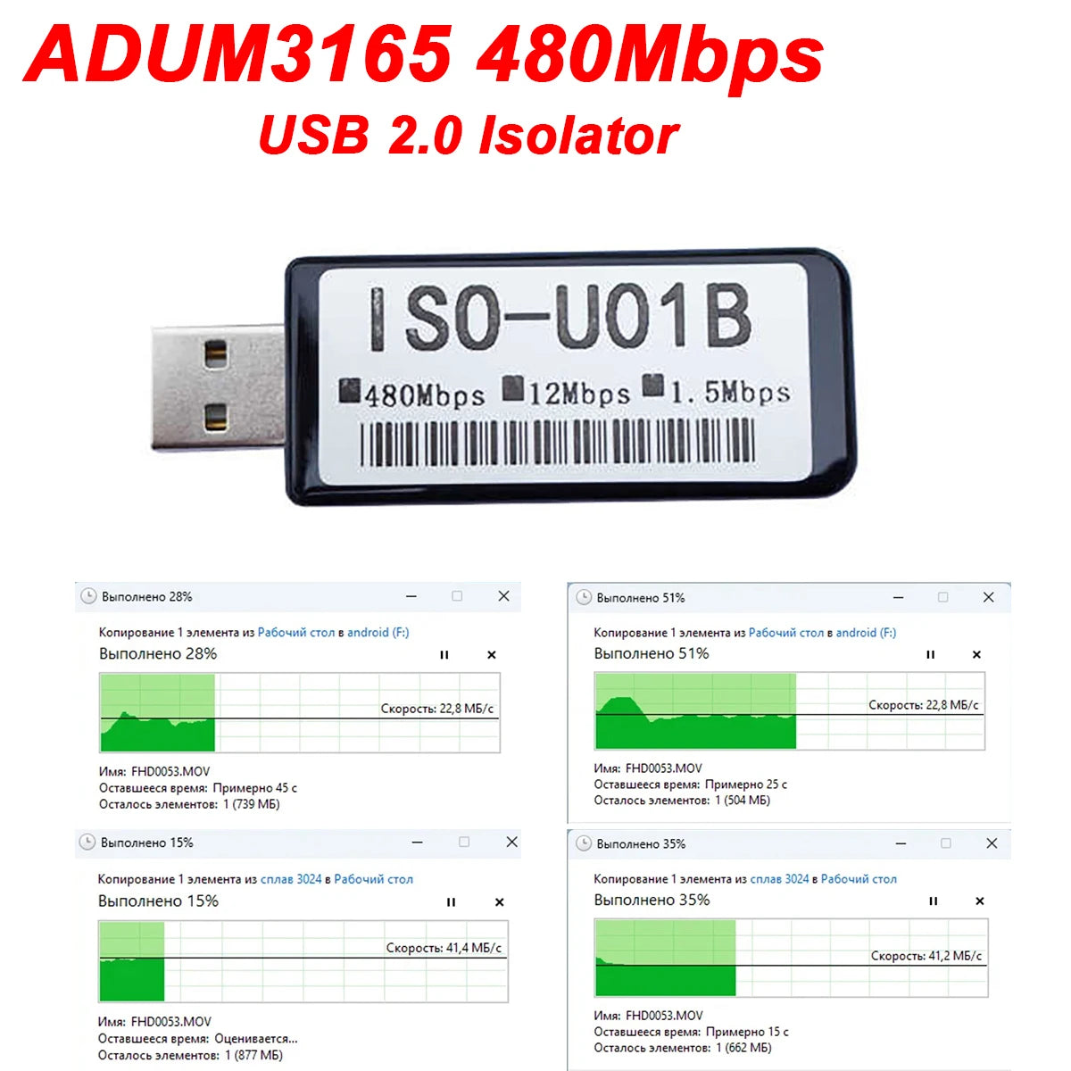 Aislador USB ADUM3165 USB 2.0 de alta velocidad