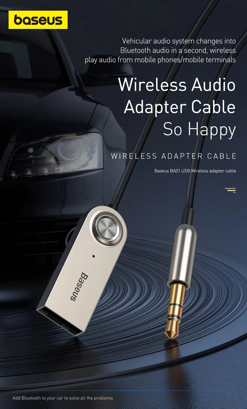 Bluetooth 5.0 AUX adaptér do auta Kábel 3,5 mm Bezdrôtový audio prijímač