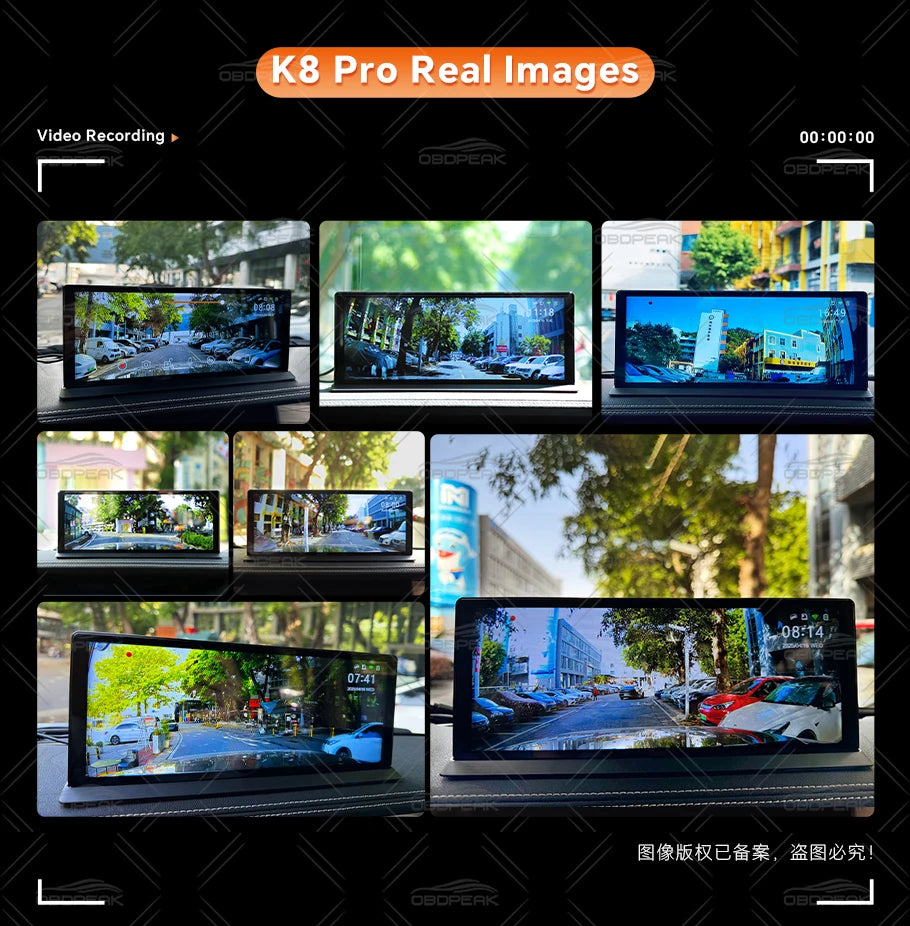 Front 5K Rear 1080P Dash Cam with 11.3-Inch Touch Screen and Night Vision