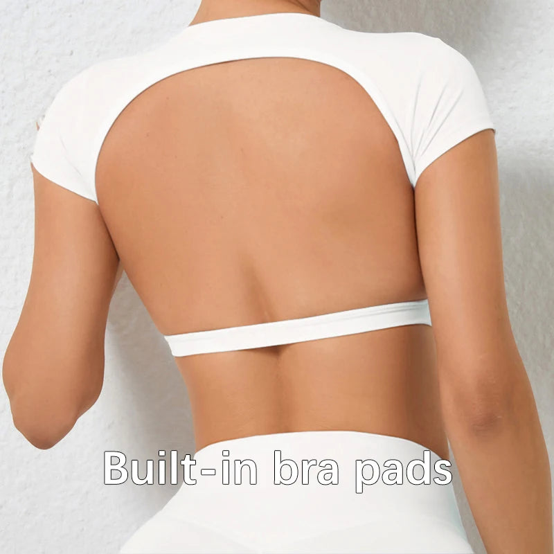 Top crop fără spate, elastic, pentru antrenament