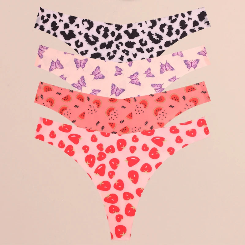 Stretchstrings voor dames met print - 4 stuks