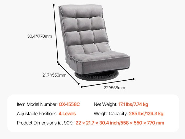 Chaise de sol réglable avec dossier, canapé en mousse pliable