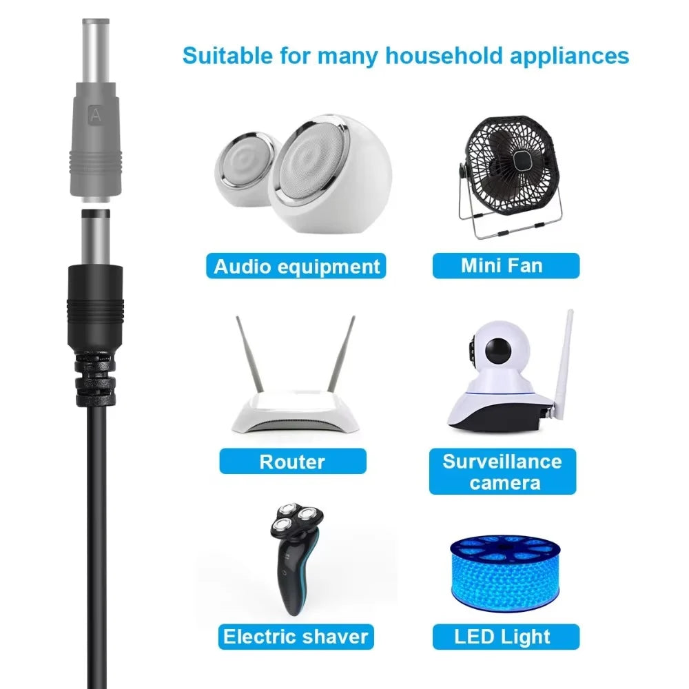 كابل طاقة USB إلى DC 5V مع أطراف توصيل