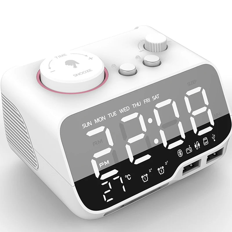 LED Alarm Clock Bluetooth Speaker with FM Radio & USB Charging