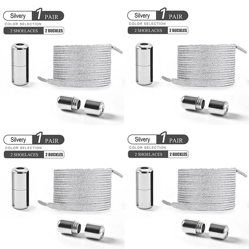 1Pair/2Pairs/4Pairs No Tie Shoe Laces Colorful Buckle Shoelaces Pearl Light Colorful Fashion Without Ties Elastic Laces Sneaker