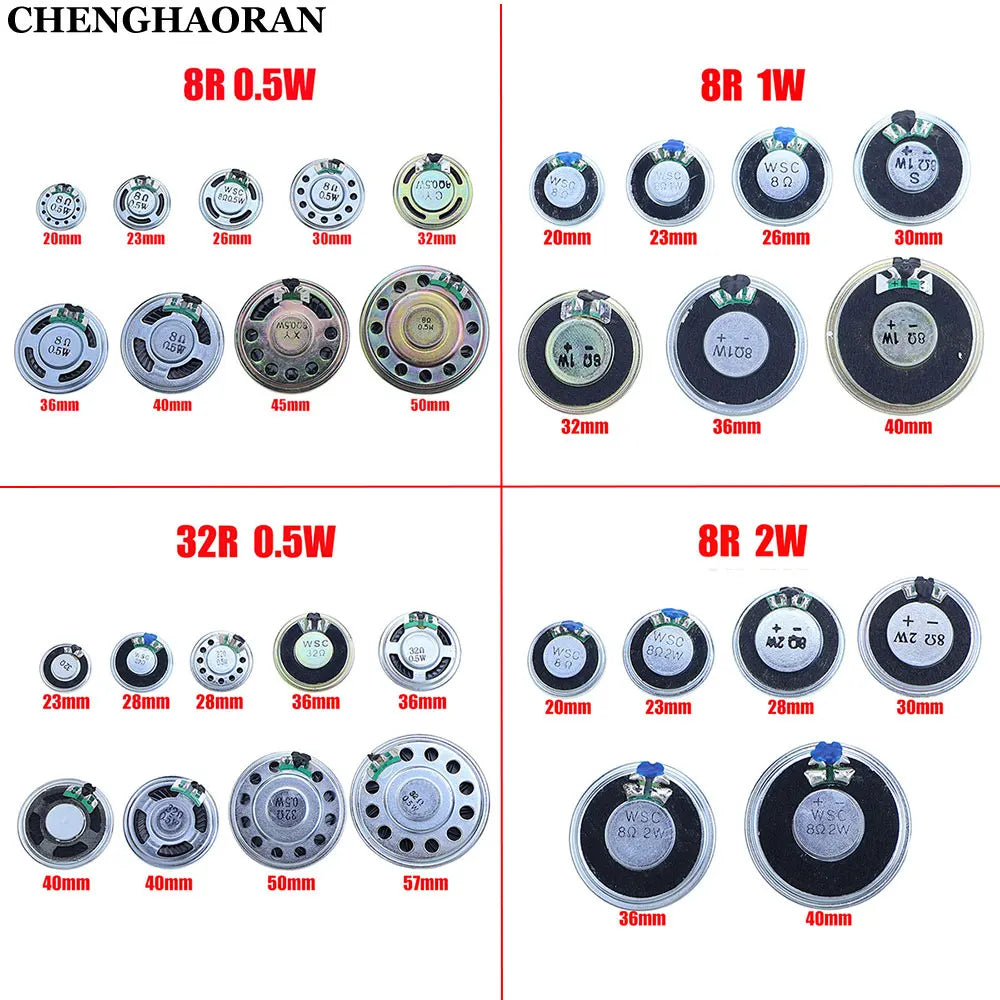 Mini Speaker Drivers, Impedance and Size Options, Pair