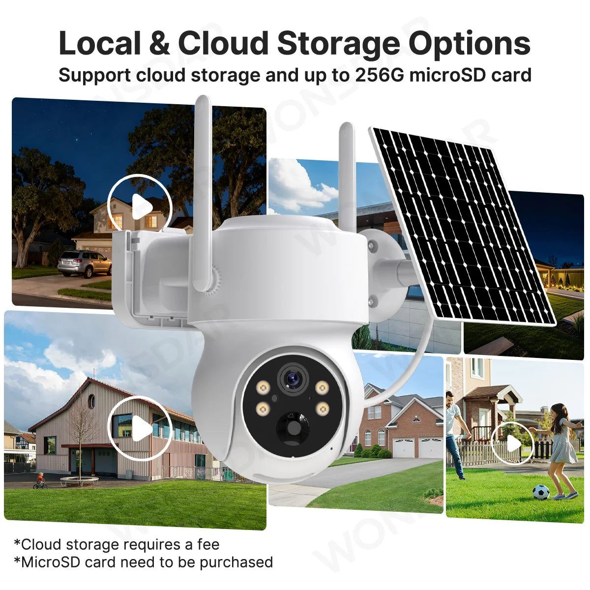 WONSDAR Cameră de securitate exterioară PTZ WiFi solară