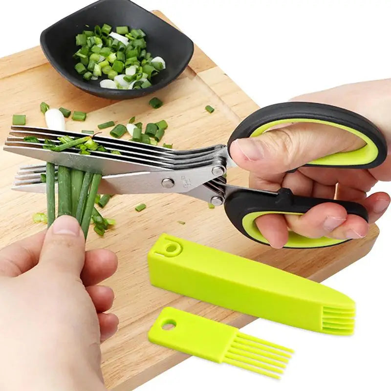 Five-Blade Herb Scissors with Cleaning Accessories