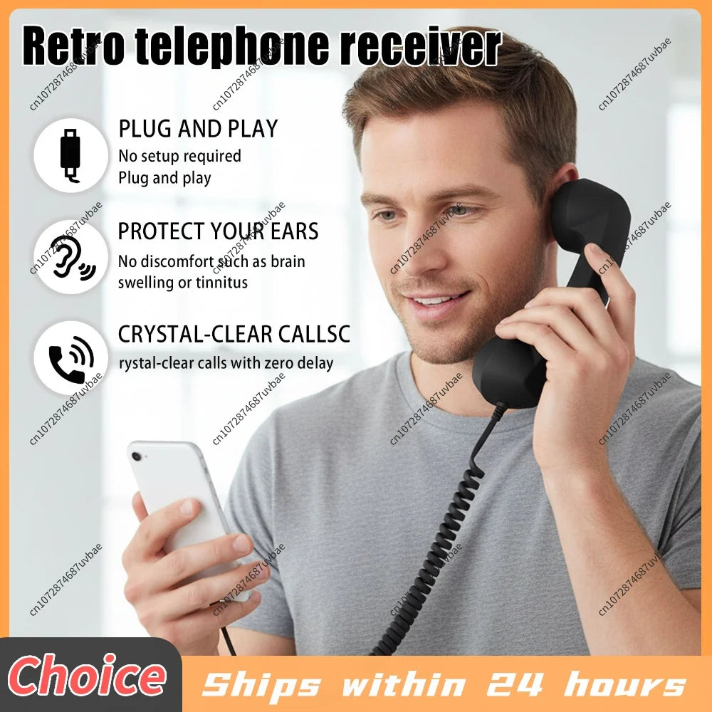 Retro telefónne slúchadlo s USB-C a ovládaním hlasitosti
