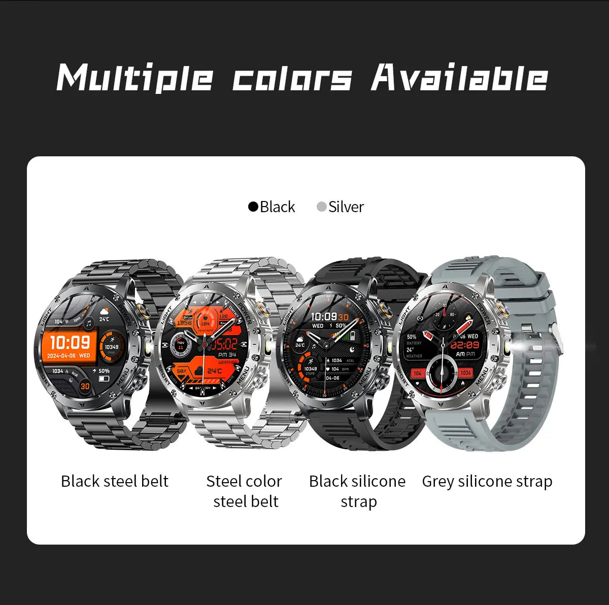 1,7-Inch Bluetooth Bel Smartwatch met Buitenverlichting