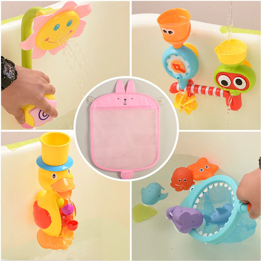 Baby Bath Toy Storage Bag with Cute Bear Design