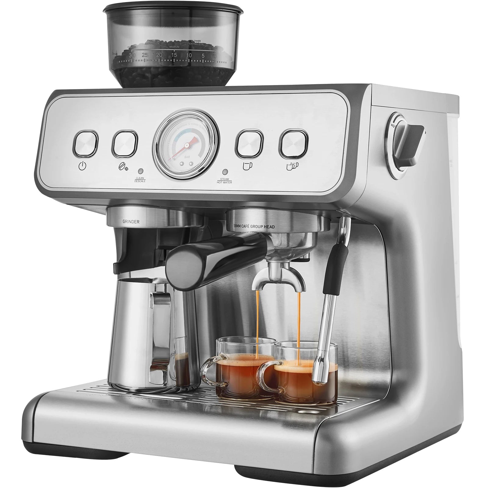 Macchina per espresso da 15 bar con macinacaffè e lancia a vapore