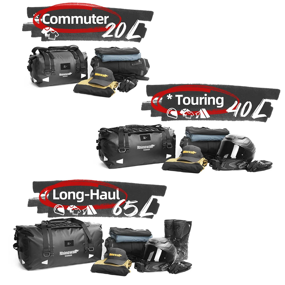 Waterproof Motorcycle Saddle Bag 20L 40L 65L Tail Seat Storage Pack