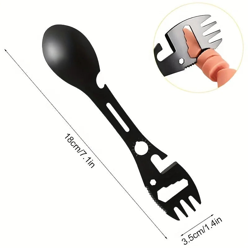 Multifunctional Whistle Knife Outdoor Camping Survival Spork Kitchen Multifunctional Wrench Bottle Opener Spoon.