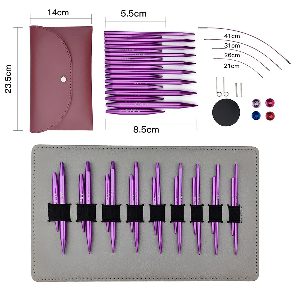 Interchangeable Circular Knitting Set, Nine Sizes
