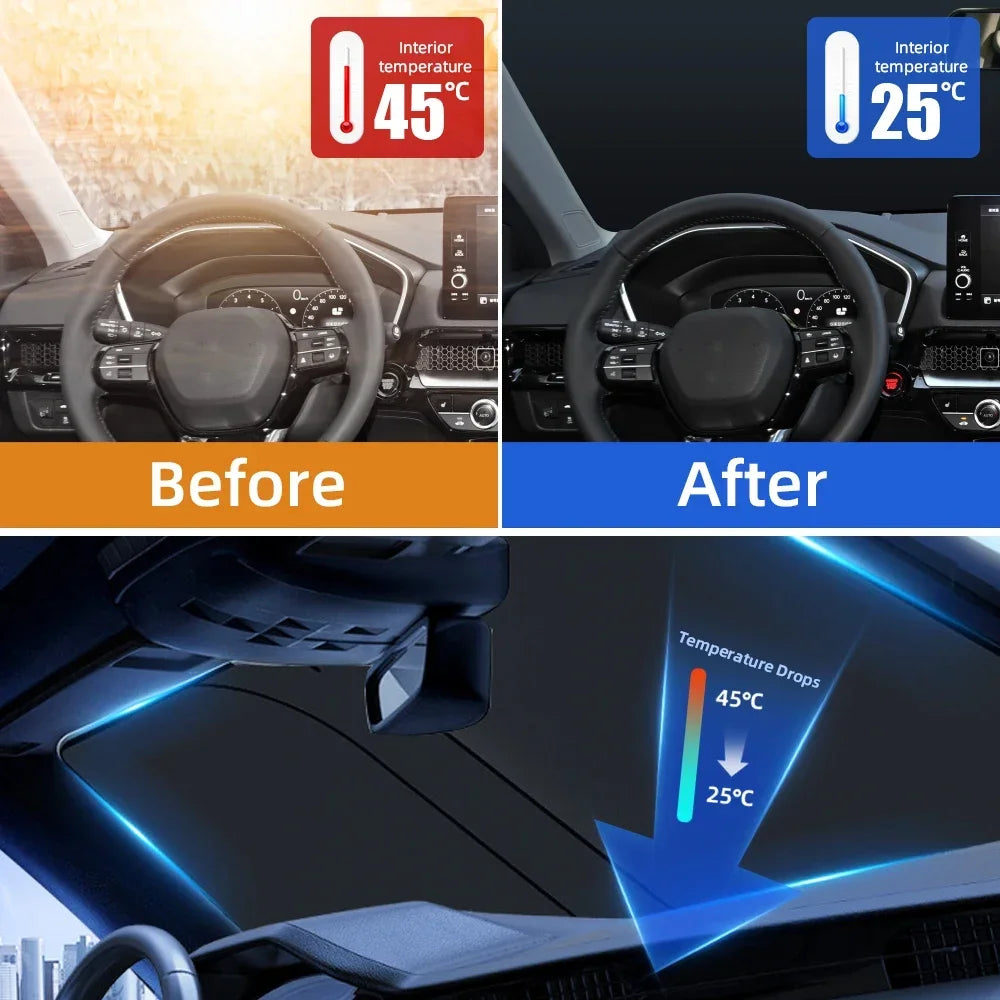 Car Sunshade Windshield Umbrella Front Sun Shade Parasol Foldable Summer Protection Car Seat Heat Insulation Car Accessories