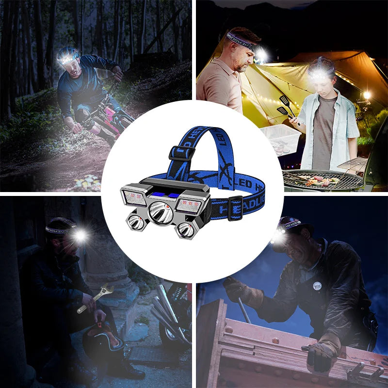 USB Rechargeable Five-LED Headlamp