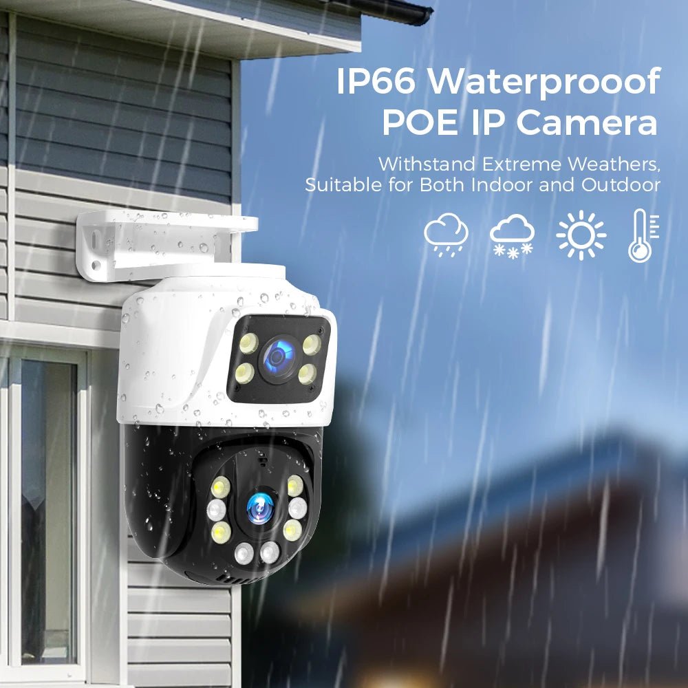 Dual Lens 3MP+3MP POE IP PTZ Security Camera