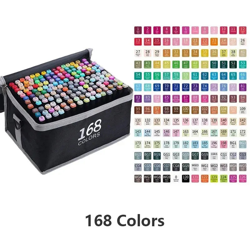 168 Colored Marker Pens Set for Manga & Sketching