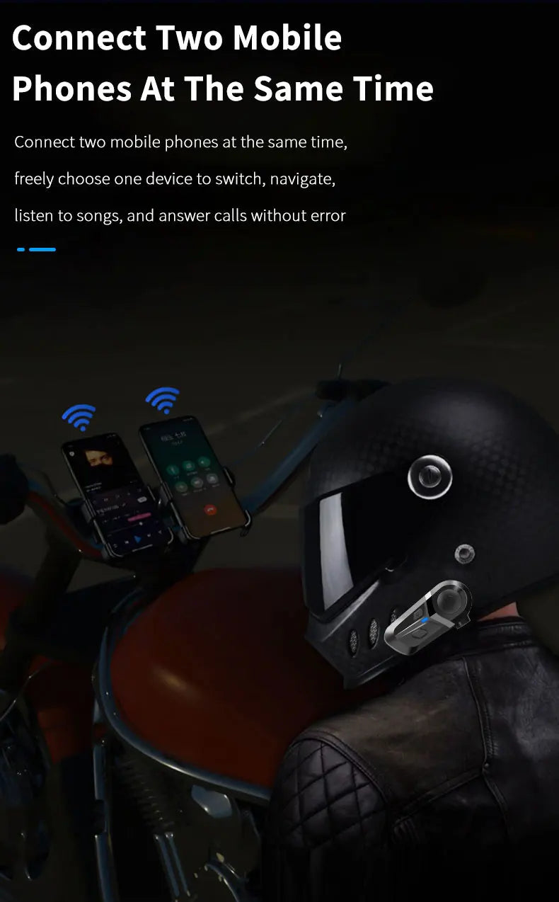 Bluetooth 5.3 Wireless Motorcycle Helmet Headset Hands-free Call Phone Motorcycle Waterproof Earphone Music Player Moto Helmet