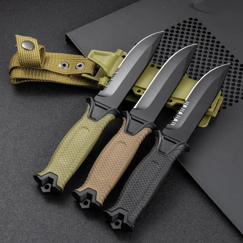 Outdoor knife camping defense straight knife wilderness survival sharp tactical knife carry survival knife high hardness knife