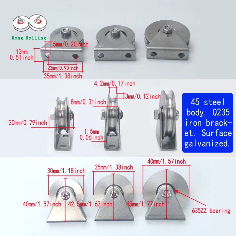 Fixed U-Groove Wire-Rope Pulleys, Pair