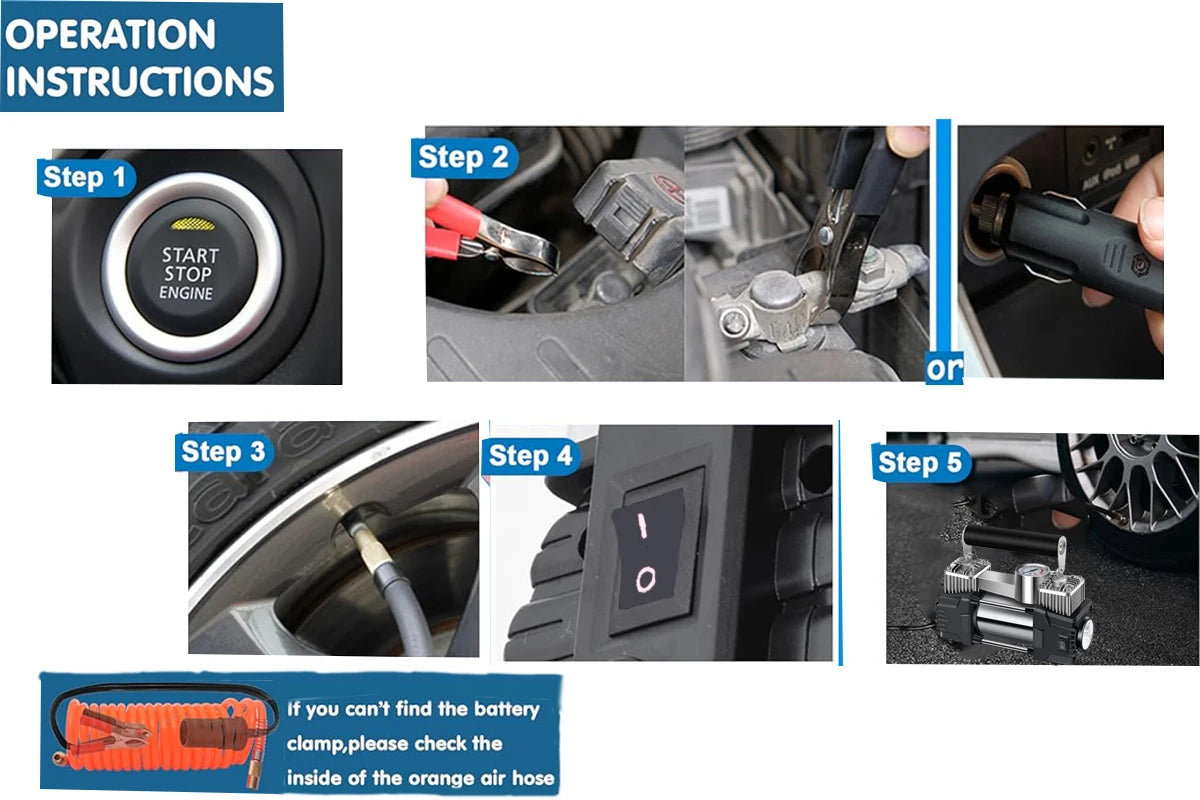 Startér s kompresorem na pneumatiky 150PSI automobilová vzduchová pumpa