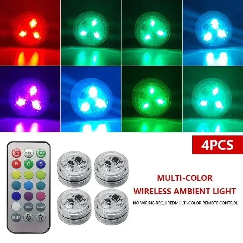 Wireless RGB LED Ambient Light with Remote, IP68 Rated
