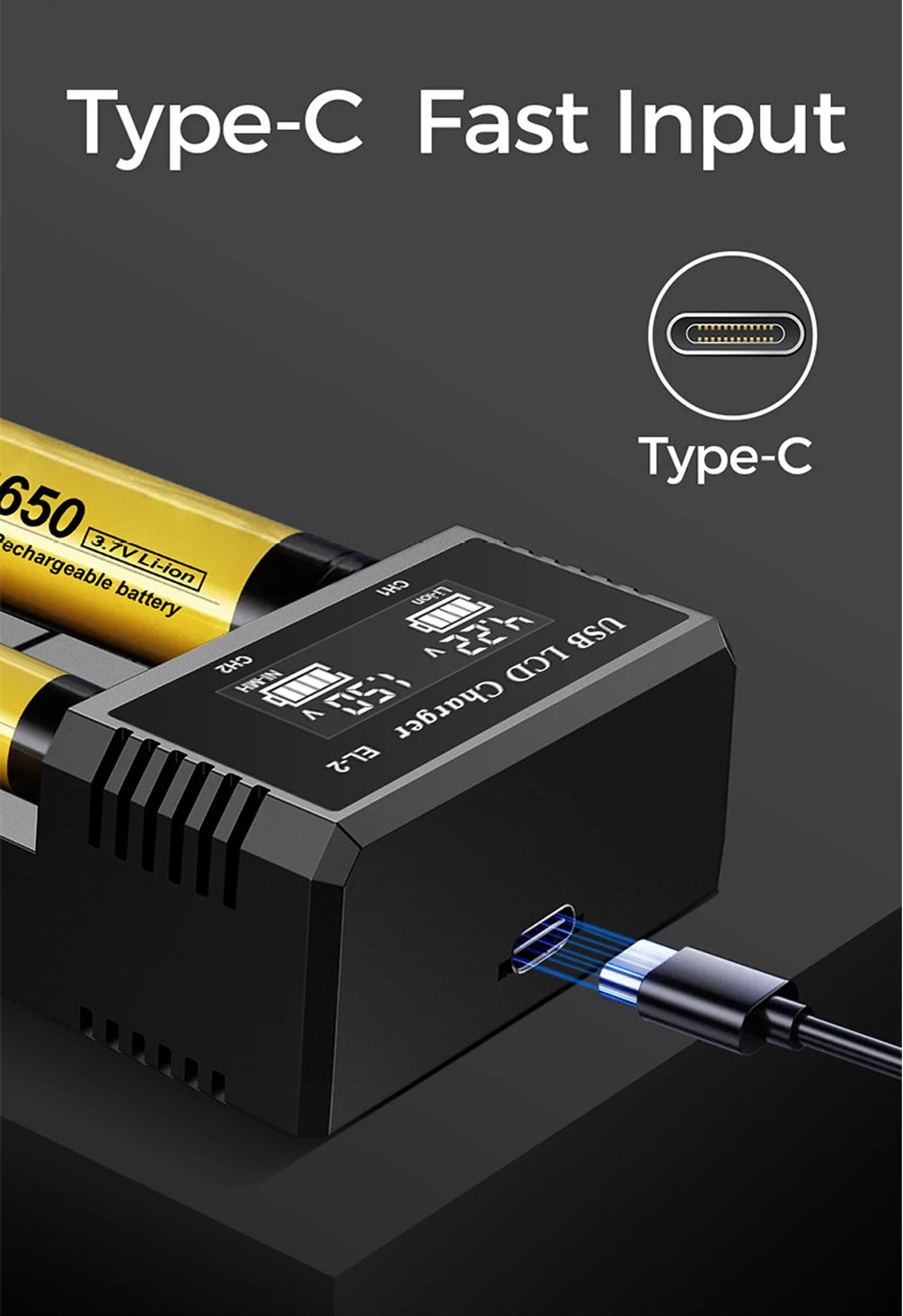 LCD USB Battery Charger - One to Four Slots