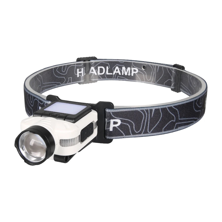 LED Headlamp Smart Sensor Cap Clip Light TPYE-C Rechargeable Flashlight With Power Display Riding Fishing Camping Outdoor Torch