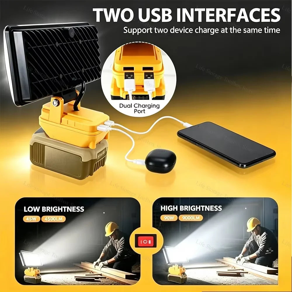 Cordless LED Work Light for 18/20 V Tool Batteries