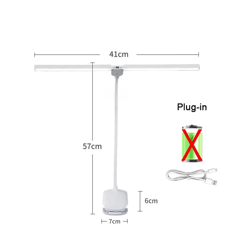 LED Clip Reading Lamp with Two Heads and Touch Dimming