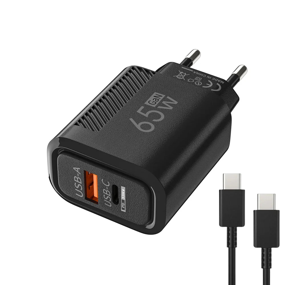 Dual-Port GaN Wall Charger - Plug and Kit Options