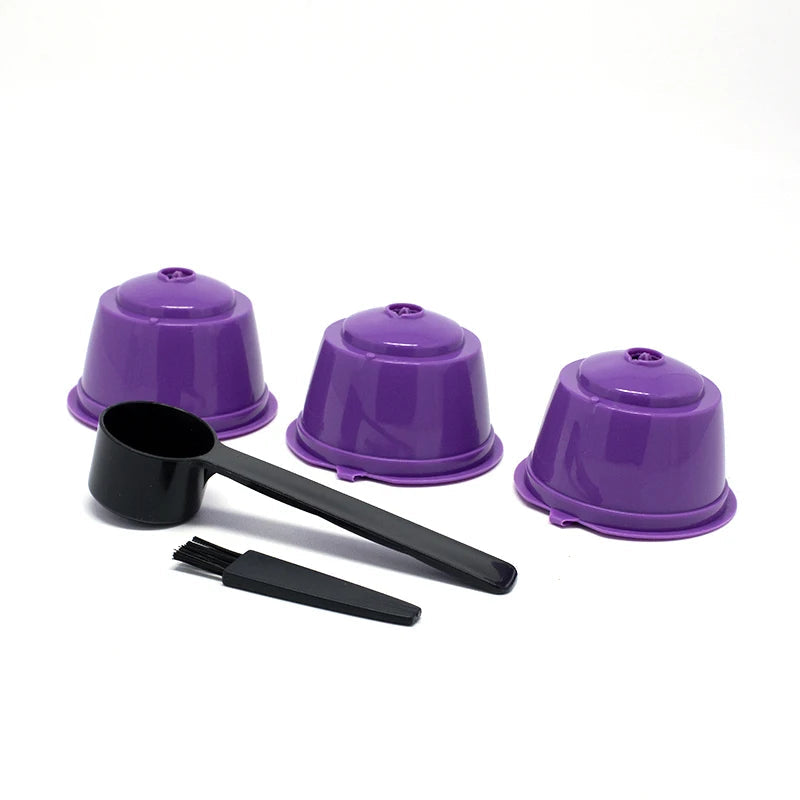3Pcs Fit For Dolce Gusto Coffee Filter Cup Reusable Coffee Capsule Filters With Spoon Brush