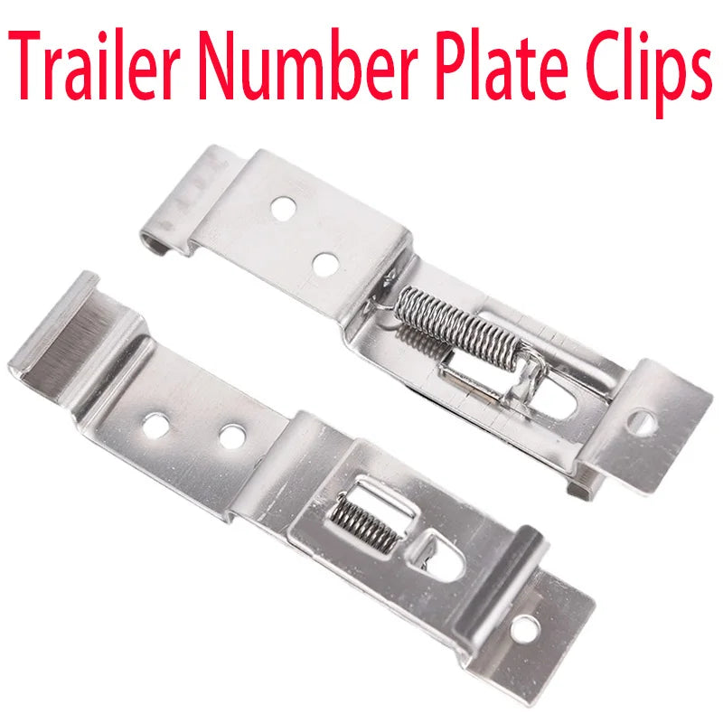 2 PCS Rectangular Car License Plate Spring Loaded Stainless Steel Bracket Cars Frame Holder Clamps Trailer Number Plate Clips