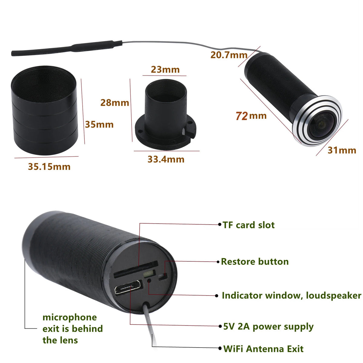 1080P Mini WiFi Door Peephole Camera Wide Angle Fisheye Lens