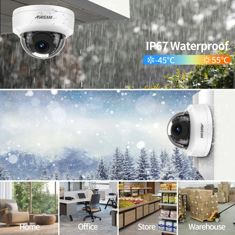 8MP 4K PoE IP Dome Security Camera Outdoor IK10 IP66 ONVIF