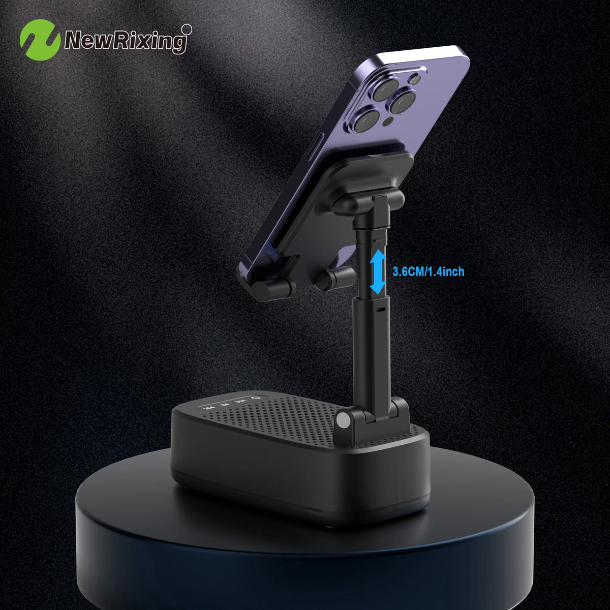 Wireless Phone Holder, Portable Speaker, Speaker Phone Holder, Emergency Power Bank, 1800mAh Battery, USB Charging, Hands-Free