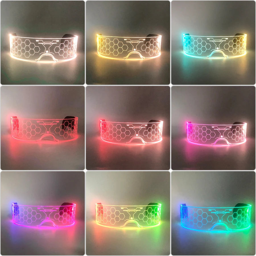 Cool Luminous Colorful LED Light Up Glasses Glowing Neon Light Flashing Party Glasses For Nightclub DJ Dance Party Decor