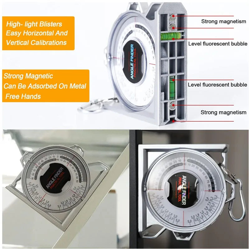 Magnetic Dial Angle Finder with Bubble Levels