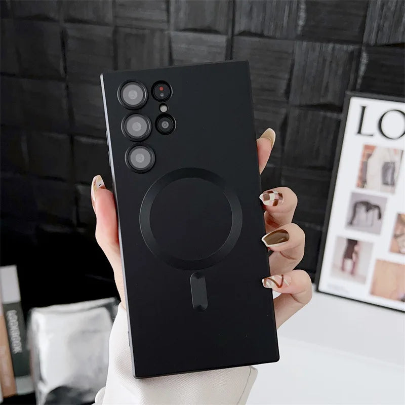 Premium Magnetic Case For Samsung S25 Edge S24 S23 S22 S21 S20 FE Plus Note 10 20 Ultra TPU Soft Wireless Chage Phone Cover