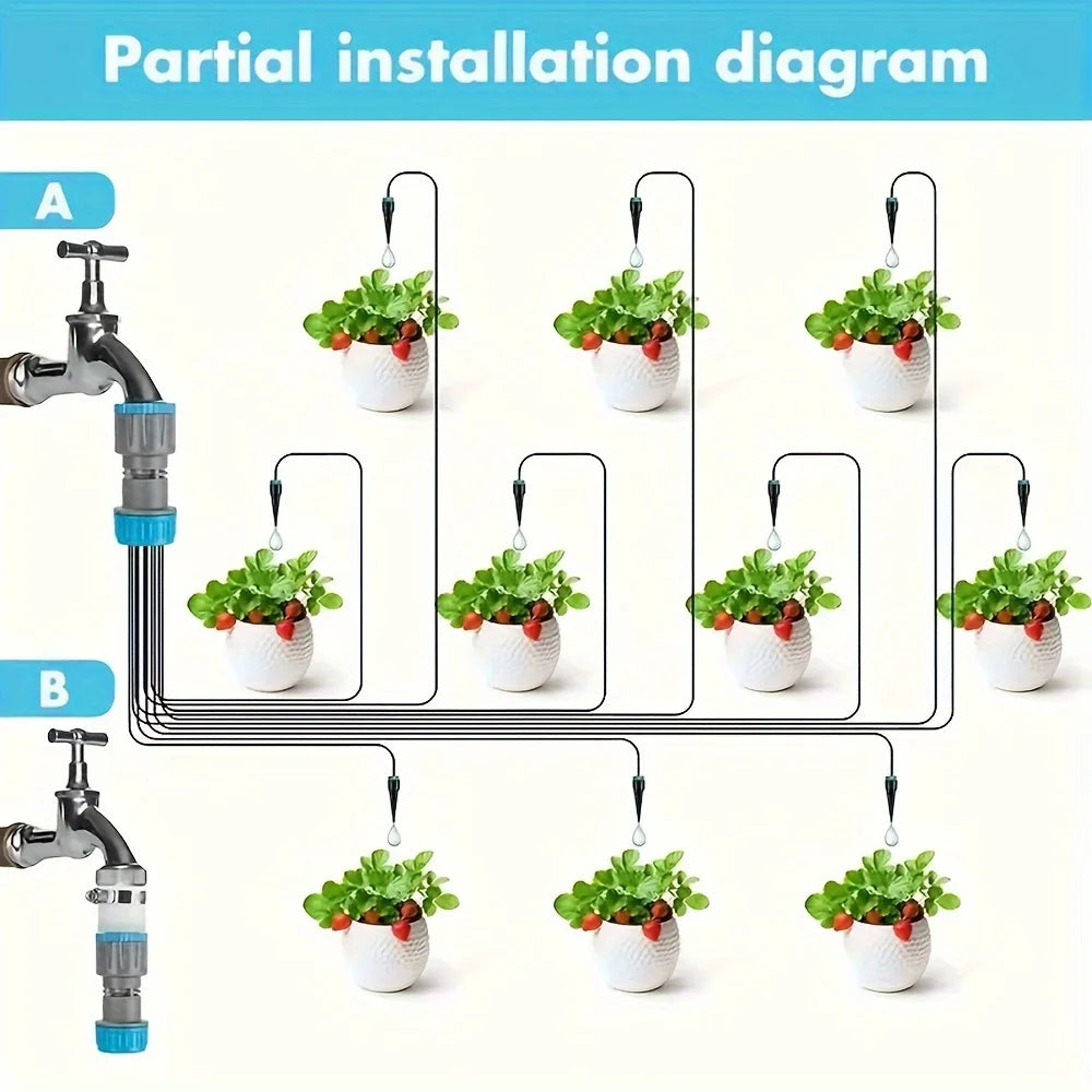 Drip Irrigation Kit with 10 Drip Heads and 3/4 Inch Adapter