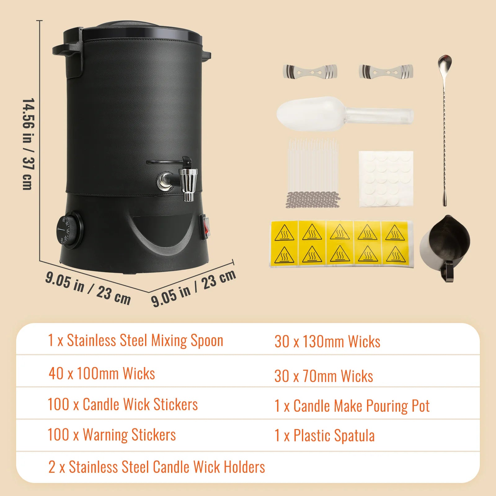 6.5L Wax Melter with Spout & 9-Level Temperature Control